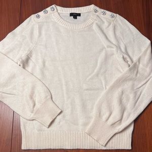 J. crew Cream white sweater with jewel buttons size medium